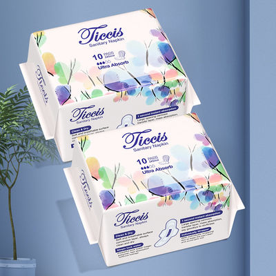 Giá tốt. Đồ bán buôn nhãn riêng bề mặt bông tùy chỉnh sử dụng ban đêm in xanh phụ nữ nữ nữ tiện nghi sanitary pads trực tuyến