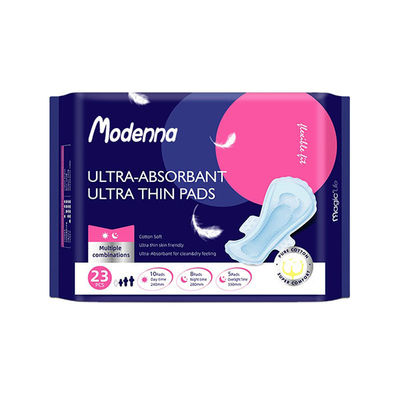 Giá tốt. Băng vệ sinh nữ Anion Chip Dải in màu xanh Cotton Miếng lót siêu mỏng hữu cơ trực tuyến